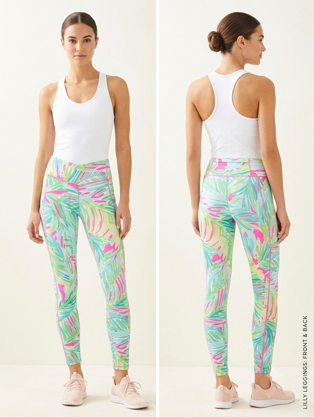 Lilly Pulitzer‎ Luxletic Pastel Palm-Print High-Rise Leggings